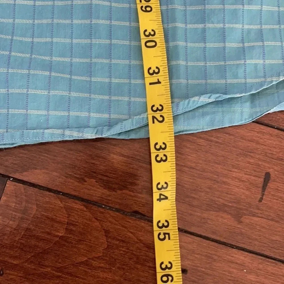 Cutter & Buck short sleeved checkered button down shirt, blue. Men’s XL Tall - Picture 7 of 13